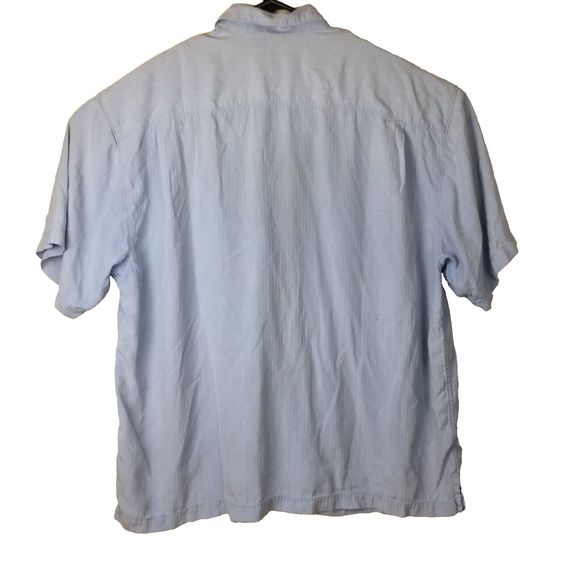 TOMMY BAHAMA Men's Solid Blue Short Sleeve 100% Silk One Pocket Shirt XXL 2XL - Picture 5 of 10